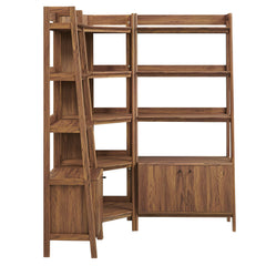 Bixby Walnut 3 Piece Corner Bookshelf Set With Wide and Narrow Bookshelves - Ornate Home