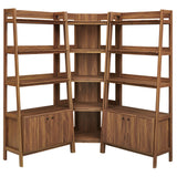 Bixby Walnut 3-Piece Corner Bookshelf Set with Wide Bookshelves - Ornate Home