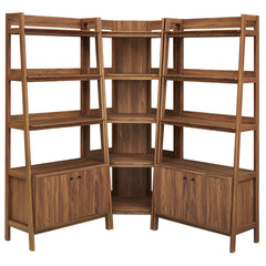 Bixby Walnut 3-Piece Corner Bookshelf Set with Wide Bookshelves - Ornate Home