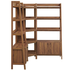 Bixby Walnut 3-Piece Corner Bookshelf Set with Wide Bookshelves - Ornate Home