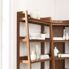 Bixby Walnut 3-Piece Corner Bookshelf Set with Wide Bookshelves - Ornate Home