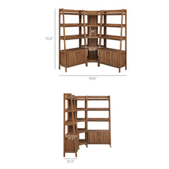 Bixby Walnut 3-Piece Corner Bookshelf Set with Wide Bookshelves - Ornate Home