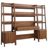Bixby Walnut 3-Piece Wood Office Desk and Bookshelf - 18.5x90" - Ornate Home