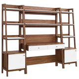 Bixby Walnut 3-Piece Wood Office Desk and Bookshelf - 18.5x90" - Ornate Home