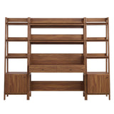 Bixby Walnut 3-Piece Wood Office Desk and Bookshelf - 18.5x90" - Ornate Home
