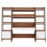 Bixby Walnut 3-Piece Wood Office Desk and Bookshelf - 18.5x90" - Ornate Home