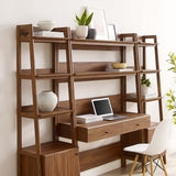 Bixby Walnut 3-Piece Wood Office Desk and Bookshelf - 18.5x90" - Ornate Home