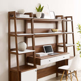 Bixby Walnut 3-Piece Wood Office Desk and Bookshelf - 18.5x90" - Ornate Home