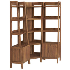 Bixby Walnut 3-piece Corner Bookshelf Set with Narrow Bookshelves - Ornate Home