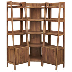 Bixby Walnut 3-piece Corner Bookshelf Set with Narrow Bookshelves - Ornate Home