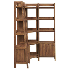 Bixby Walnut 3-piece Corner Bookshelf Set with Narrow Bookshelves - Ornate Home