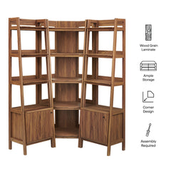 Bixby Walnut 3-piece Corner Bookshelf Set with Narrow Bookshelves - Ornate Home