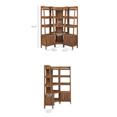 Bixby Walnut 3-piece Corner Bookshelf Set with Narrow Bookshelves - Ornate Home
