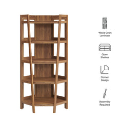 Bixby Walnut 71 Inch Corner Bookshelf - Ornate Home