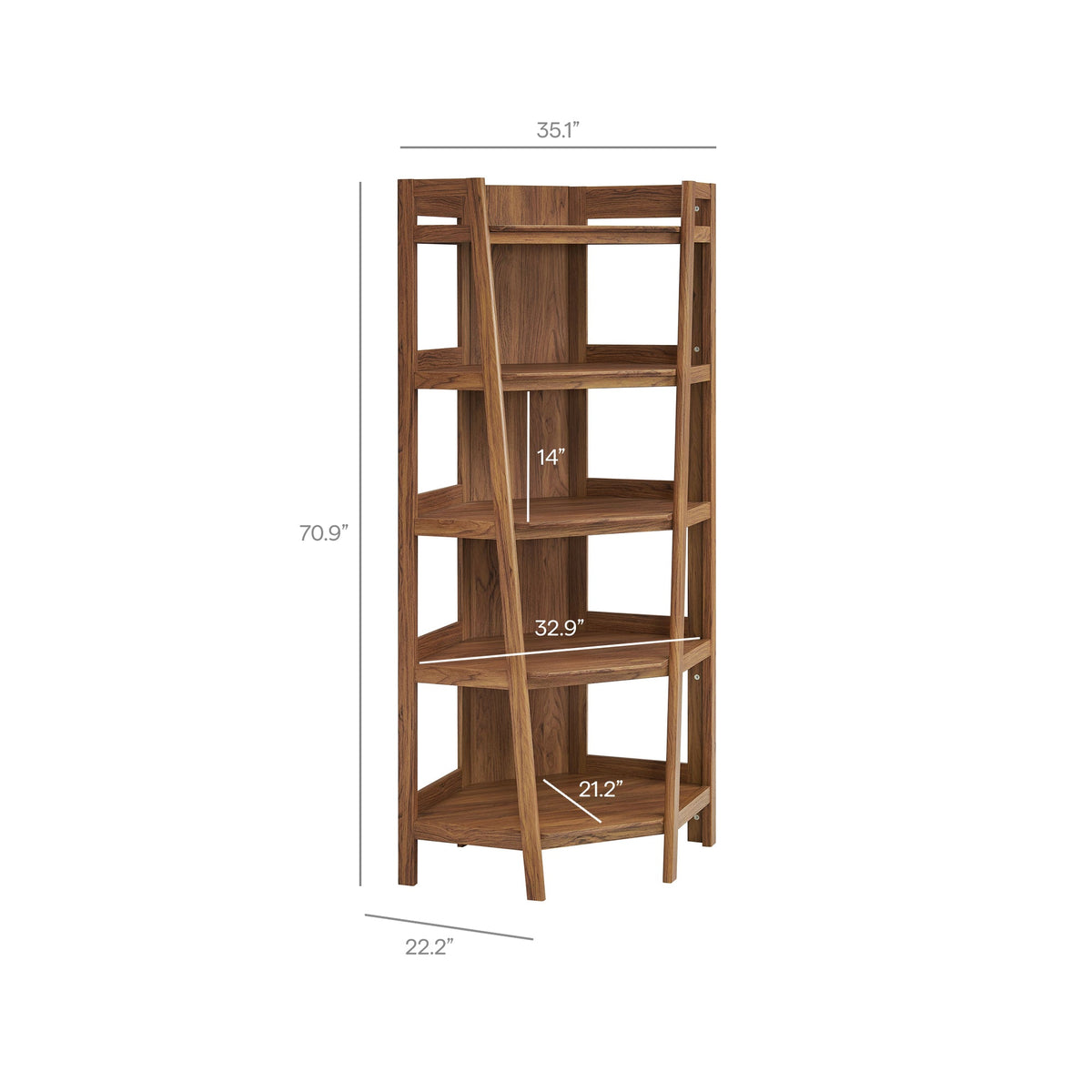 Bixby Walnut 71 Inch Corner Bookshelf - Ornate Home