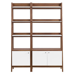 Bixby Walnut/White Wood Bookshelves (Set of 2) - Ornate Home