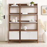 Bixby Walnut/White Wood Bookshelves (Set of 2) - Ornate Home