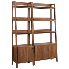 Bixby Walnut Wood Bookshelves (Set of 2) - Ornate Home