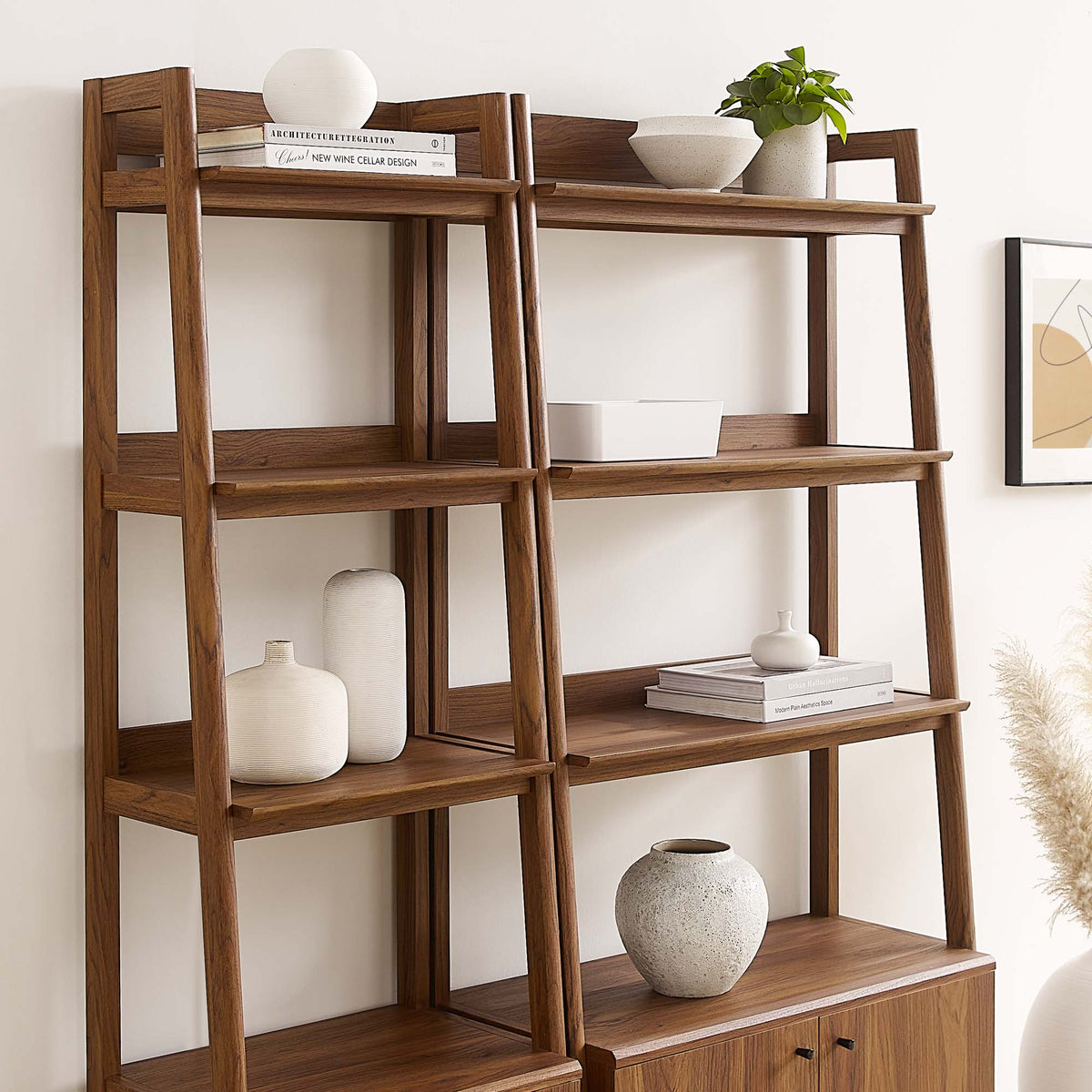 Bixby Walnut Wood Bookshelves (Set of 2) - Ornate Home