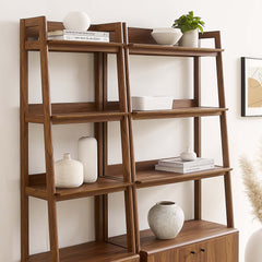Bixby Walnut Wood Bookshelves (Set of 2) - Ornate Home
