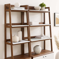 Bixby Walnut Wood Bookshelves (Set of 2) - Ornate Home