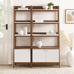 Bixby Walnut Wood Bookshelves (Set of 2) - Ornate Home