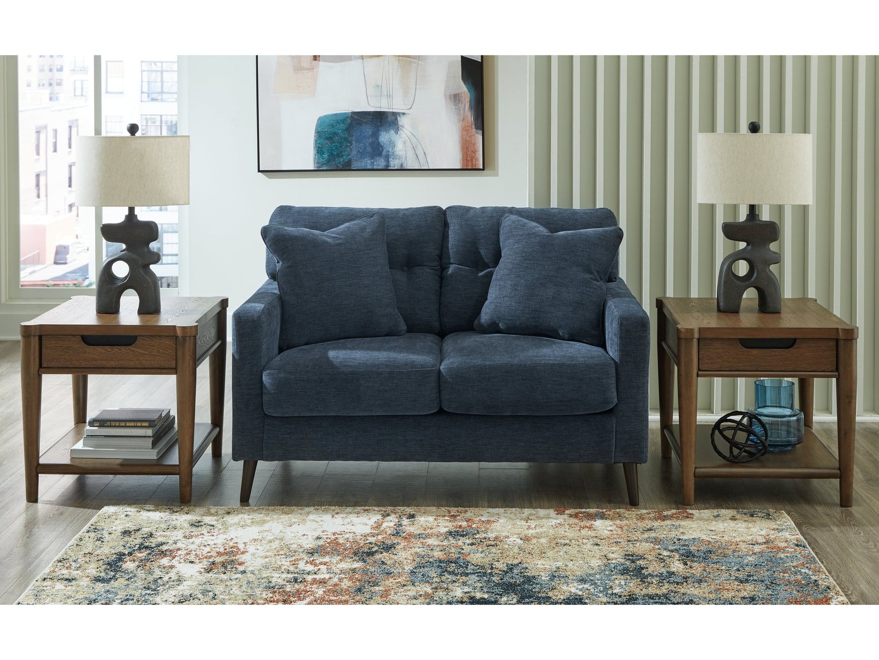 Bixler Navy Loveseat - Ornate Home