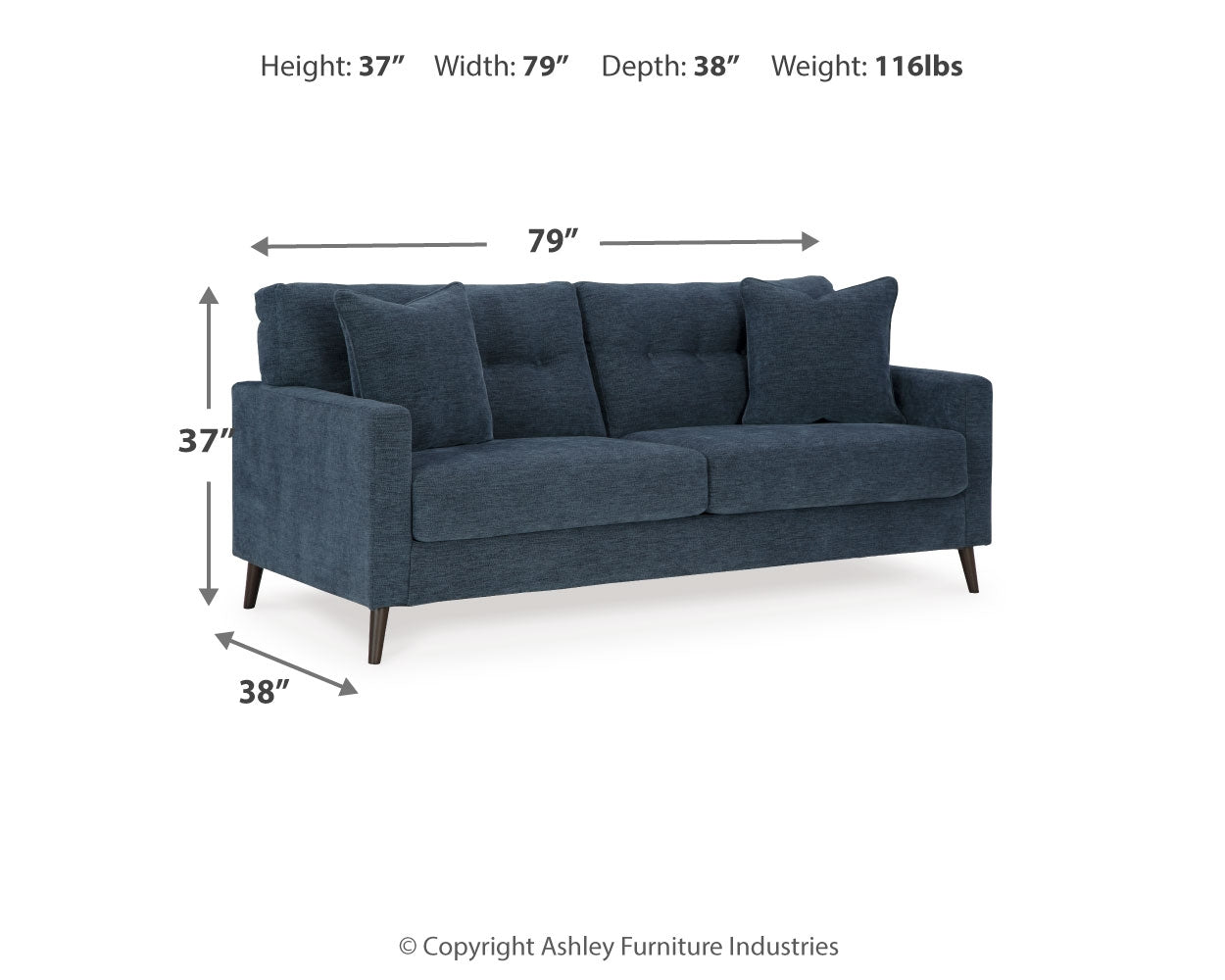 Bixler Navy Sofa (Online Special Price) - Ornate Home