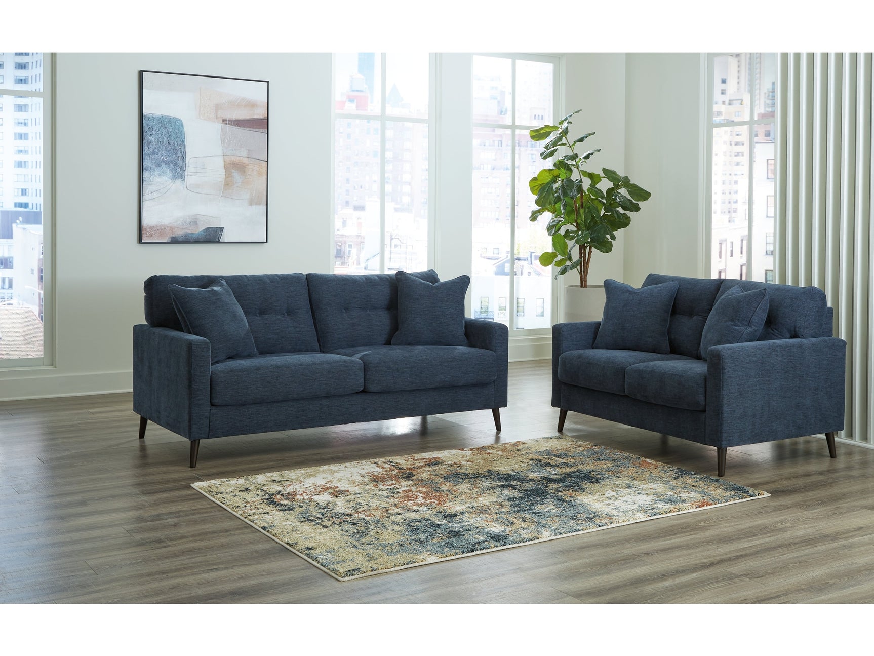 Bixler Navy Sofa and Loveseat (Online Special Price) - Ornate Home