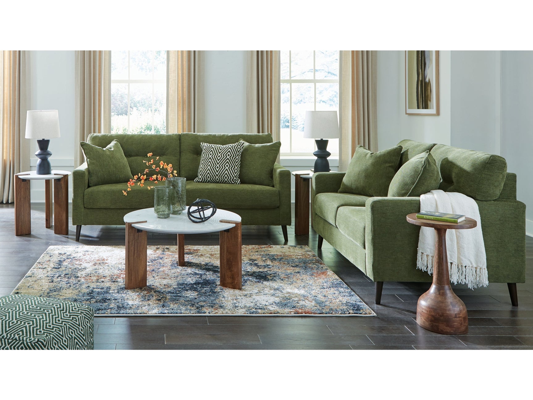 Bixler Olive Sofa and Loveseat - Ornate Home
