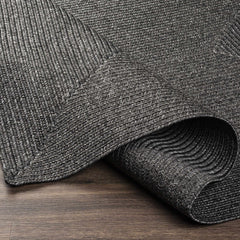 Black Braided Faux Jute Outdoor Rug - Ornate Home