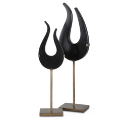 Black Flame Black/Brass Sculptures (Set of 2) - Ornate Home