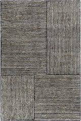 Black&White Striped Sheen Viscose Area Rug - Ornate Home