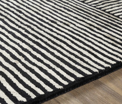 Black&White Striped Sheen Viscose Area Rug - Ornate Home