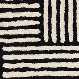 Black&White Striped Sheen Viscose Area Rug - Ornate Home