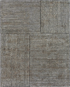 Black&White Striped Sheen Viscose Area Rug - Ornate Home