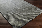 Black&White Striped Sheen Viscose Area Rug - Ornate Home