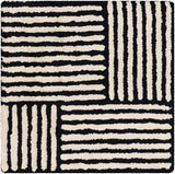 Black&White Striped Sheen Viscose Area Rug - Ornate Home
