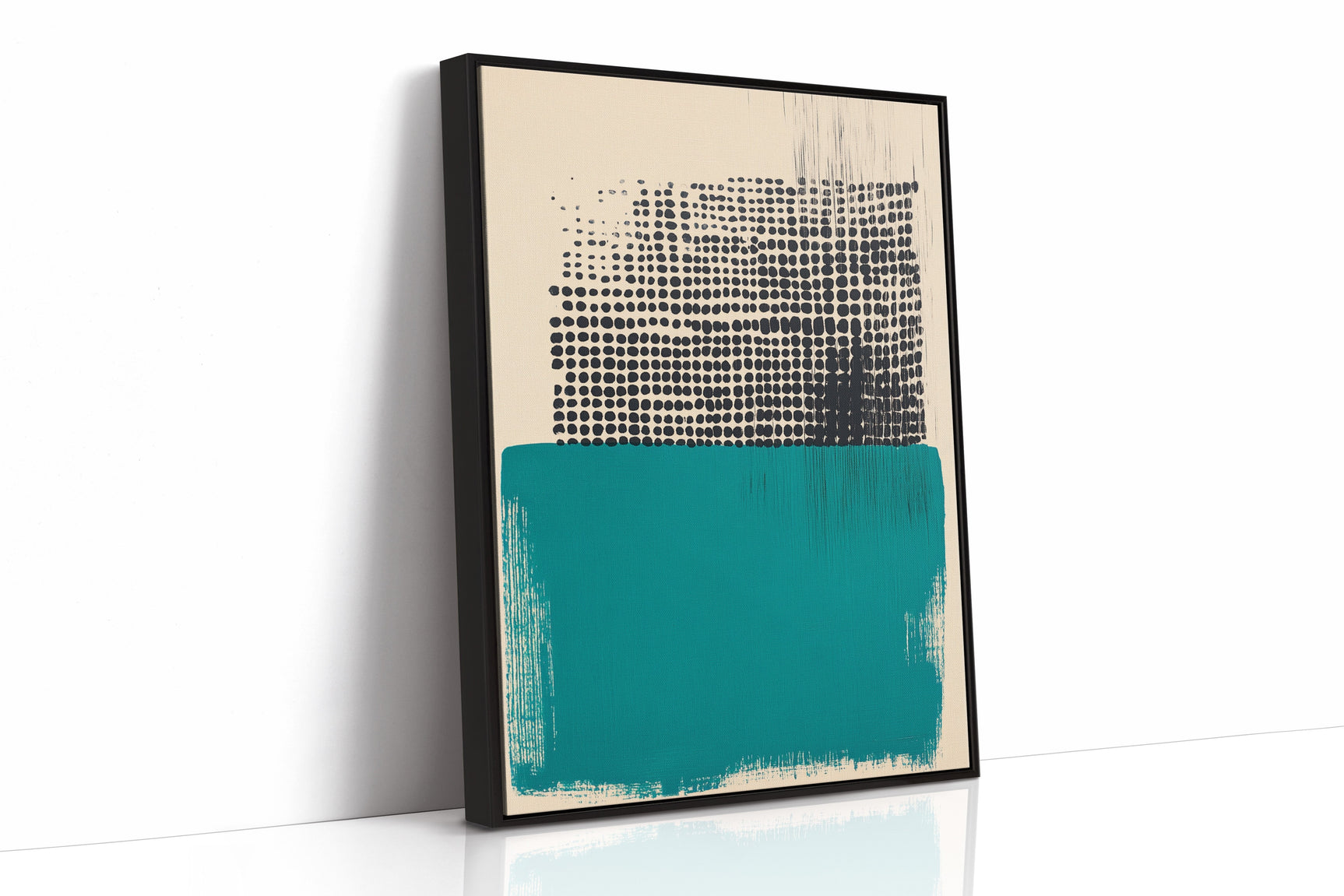 Modern Abstract Art Print in Teal and Black