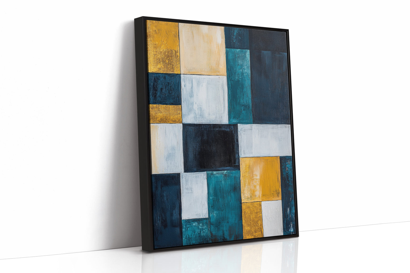 Modern Yellow and Blue Abstract Geometric Canvas