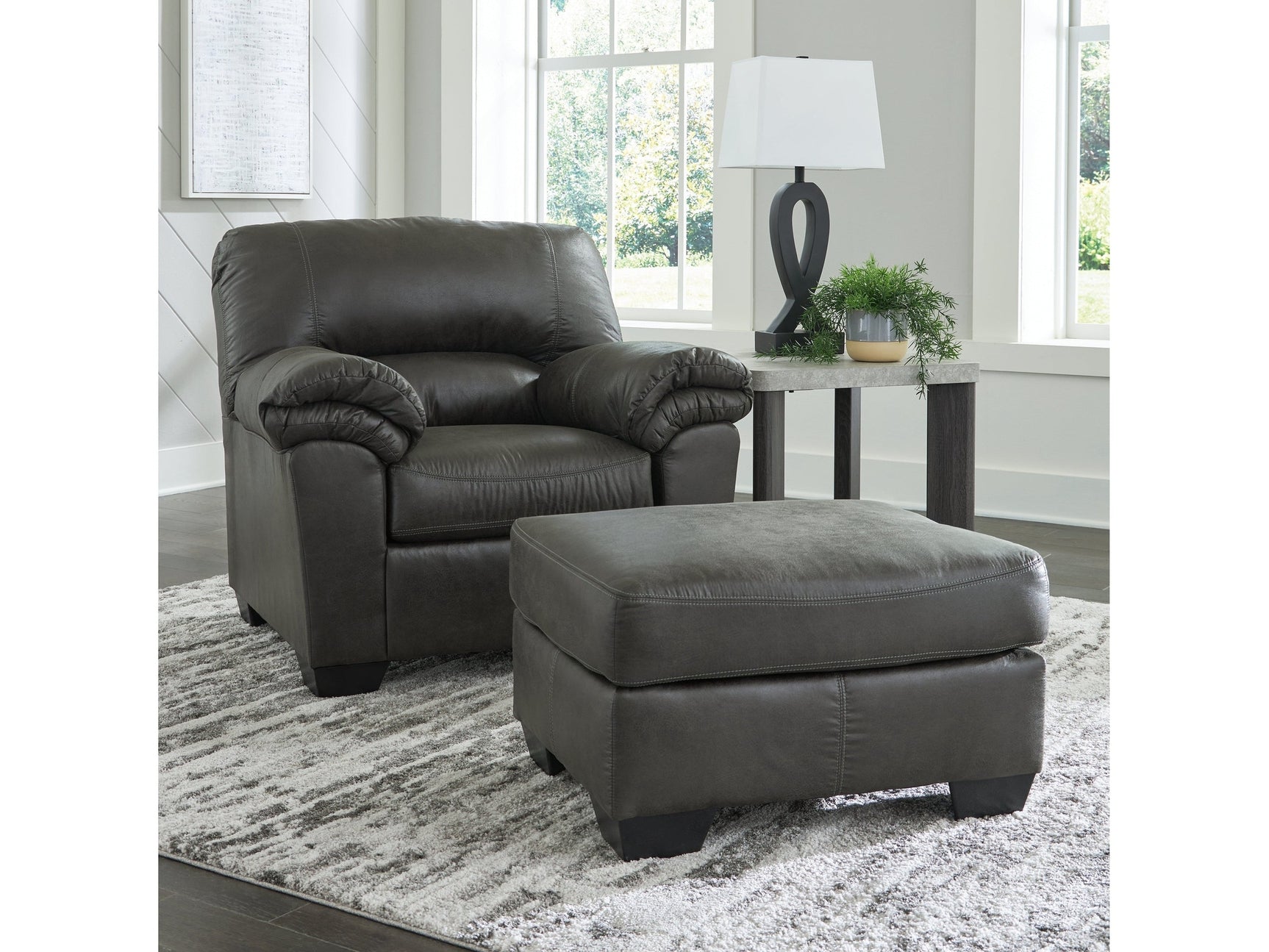 Bladen Gray Chair and Ottoman - Ornate Home