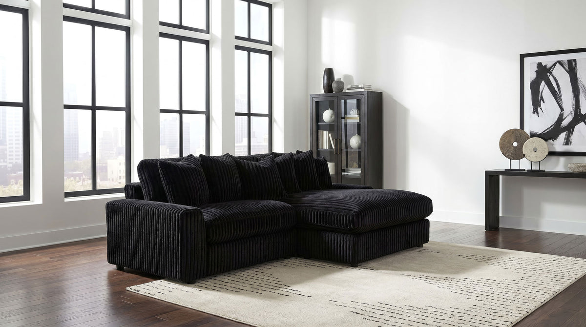 Blaine Black Upholstered Reversible Chaise Sectional Sofa - Ornate Home