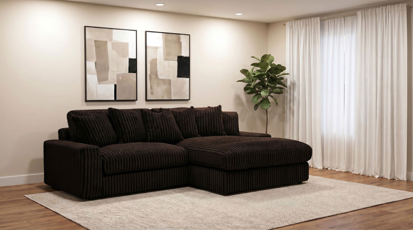Blaine Chocolate Upholstered Reversible Chaise Sectional Sofa - Ornate Home