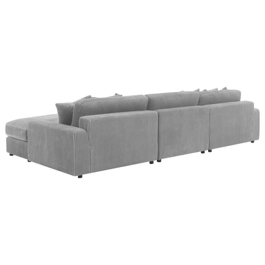 Blaine Fog Reversible Chaise 3-Piece Sectional - Ornate Home