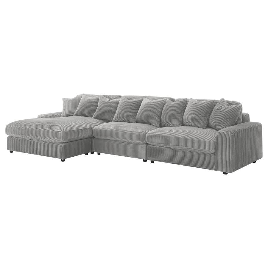 Blaine Fog Reversible Chaise 3-Piece Sectional - Ornate Home
