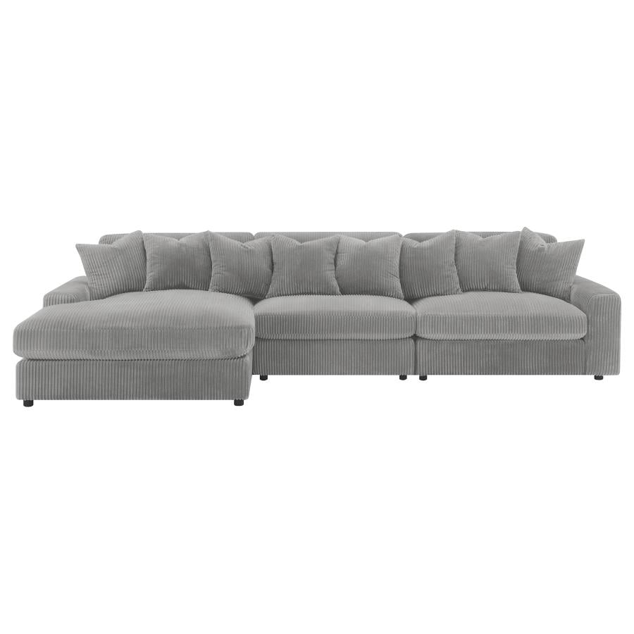 Blaine Fog Reversible Chaise 3-Piece Sectional - Ornate Home