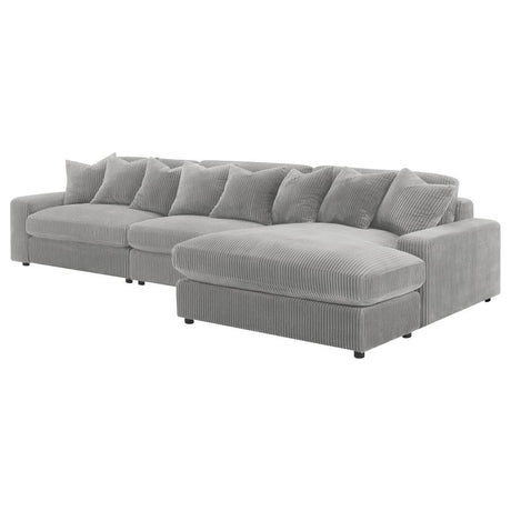 Blaine Fog Reversible Chaise 3-Piece Sectional - Ornate Home