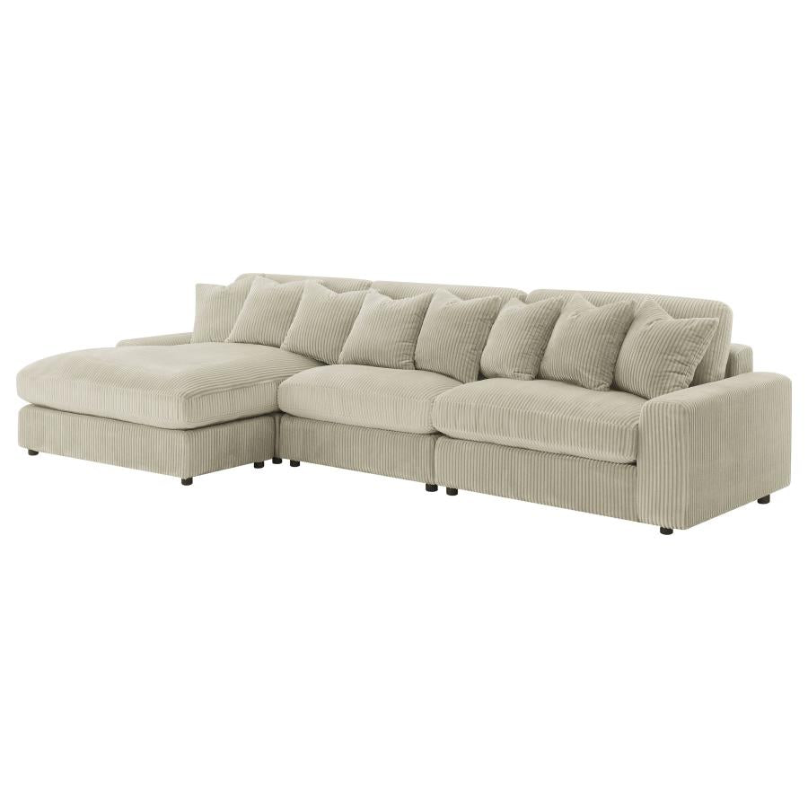 Blaine Sand Reversible Chaise 3-Piece Sectional - Ornate Home