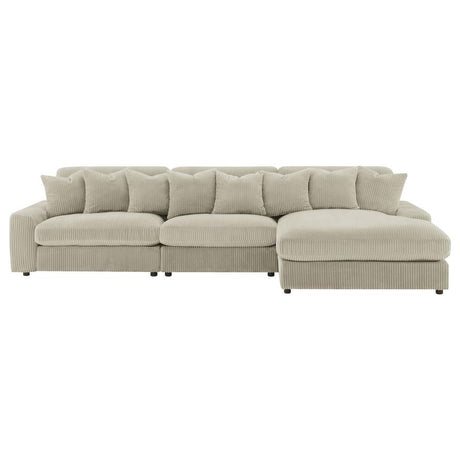 Blaine Sand Reversible Chaise 3-Piece Sectional - Ornate Home