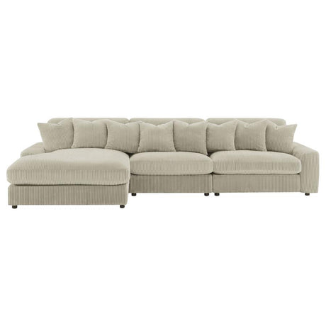 Blaine Sand Reversible Chaise 3-Piece Sectional - Ornate Home